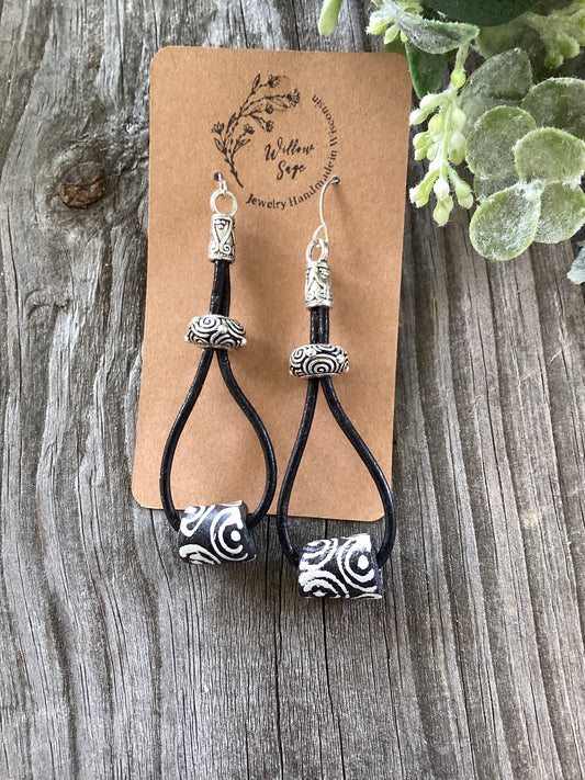 Leather earring