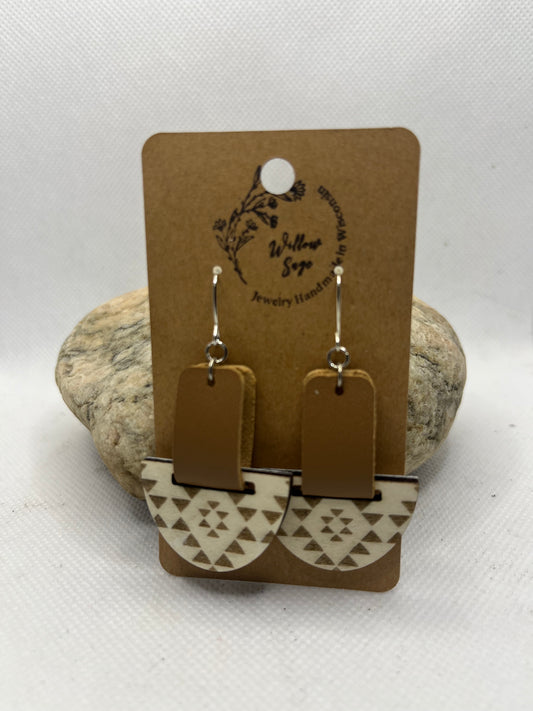 Aztec wood earring