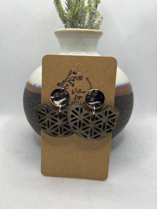 Geometric brown earring