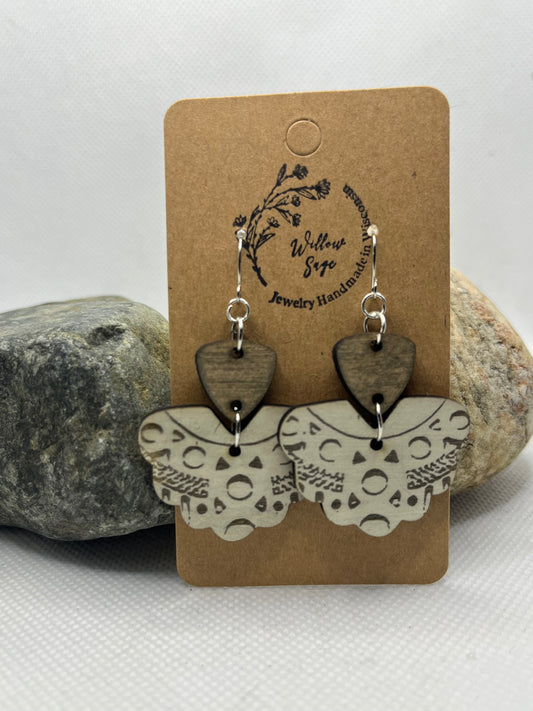 Boho wood earring