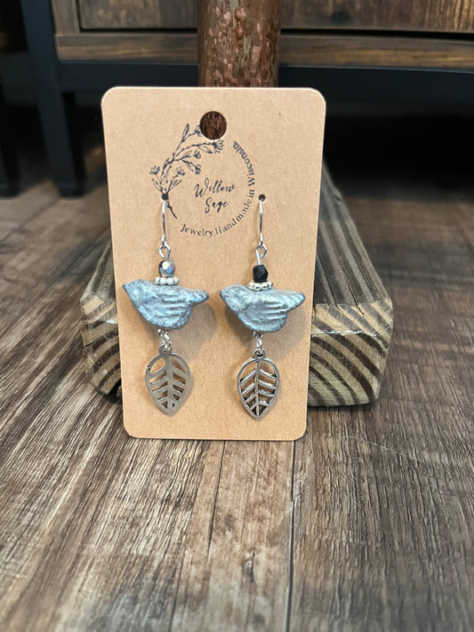 Grey Bird Earring