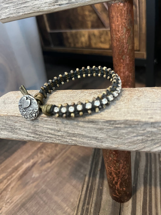 Leather bling bracelet