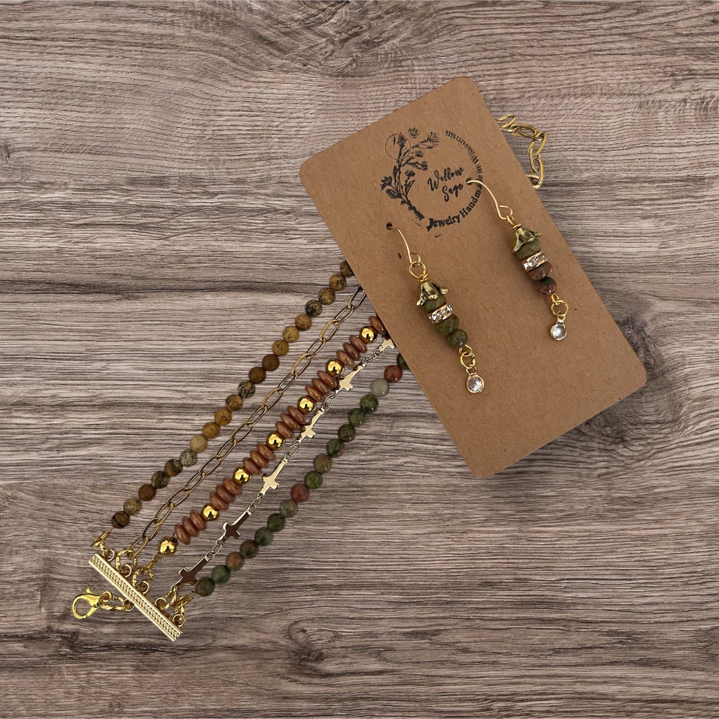 Multi chain Bracelet With Matching Earrings
