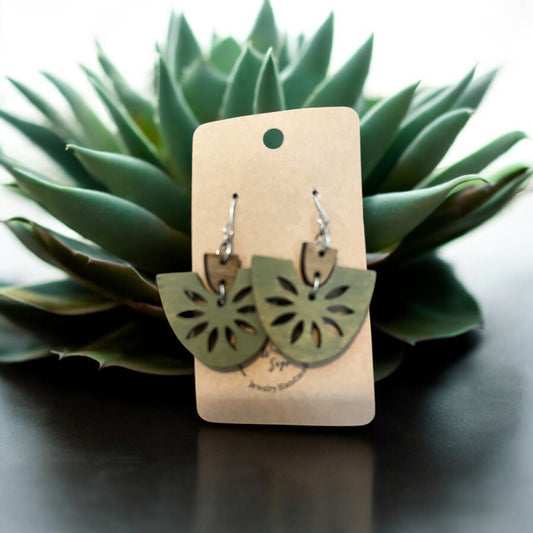 Wood boho cutout earring