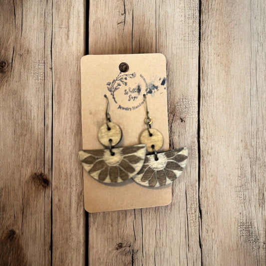 Sunflower wood earring