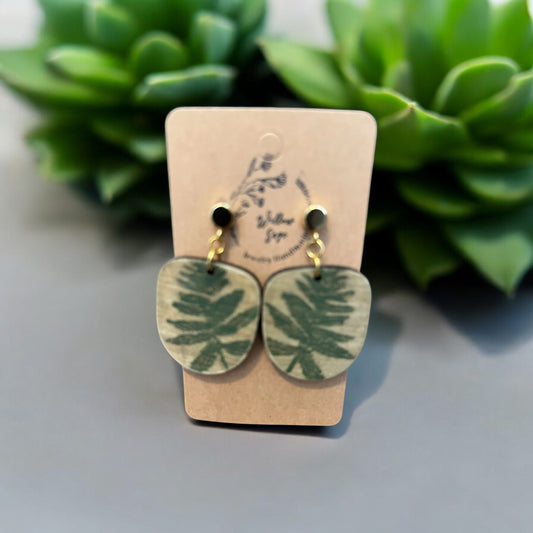 Wood fern earring