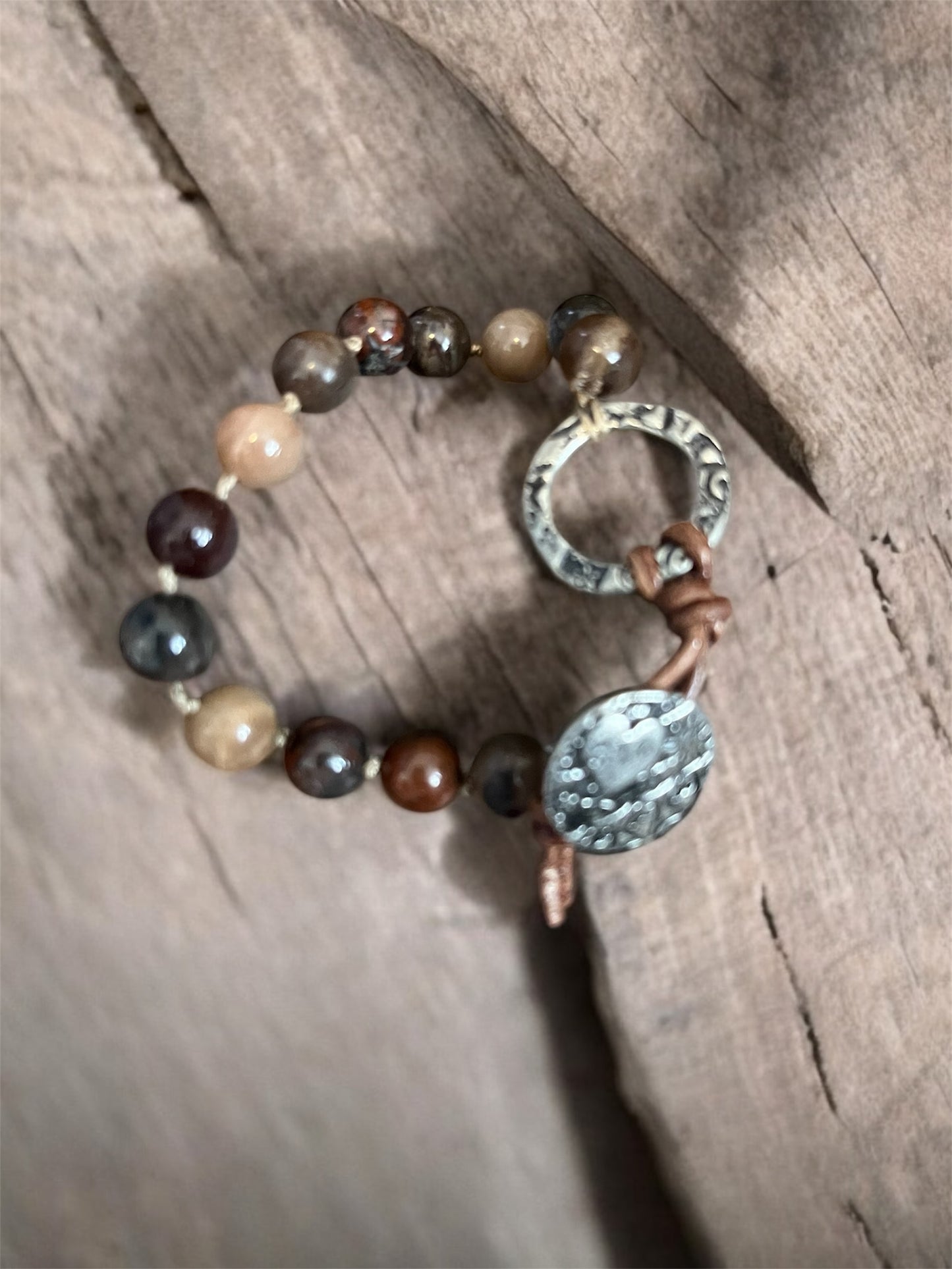 Petrified wood bracelet