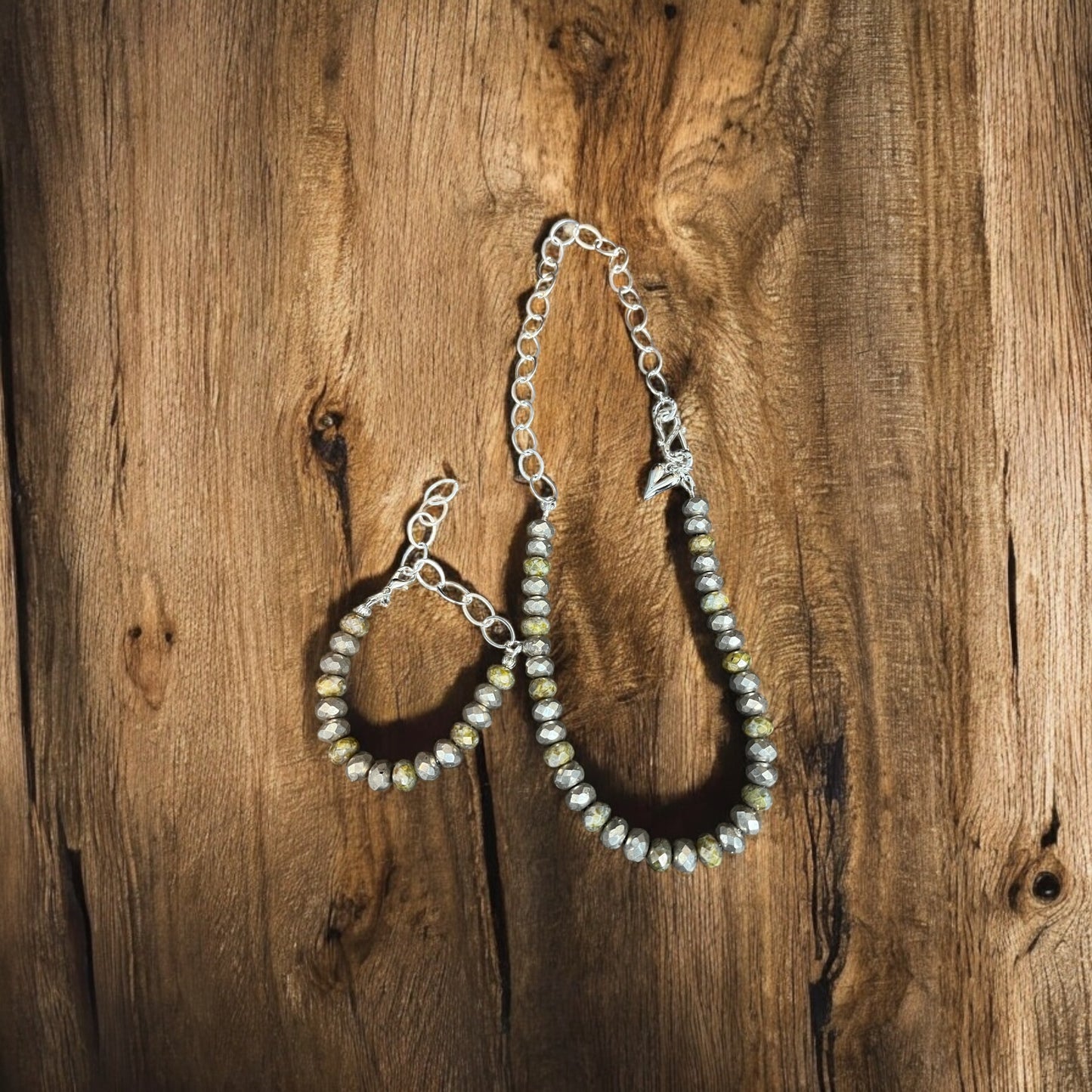 Olive Czech glass Bracelet and Necklace