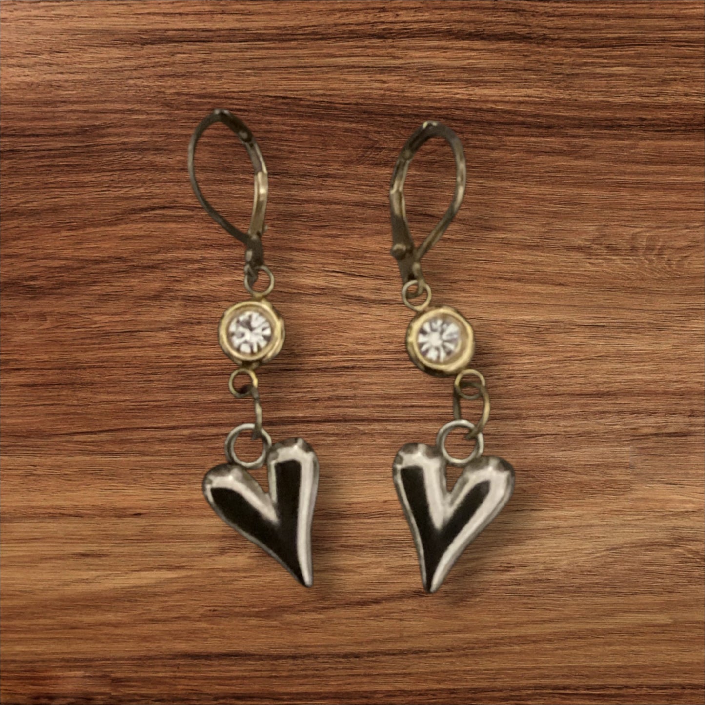 Rhinestone heart earrings