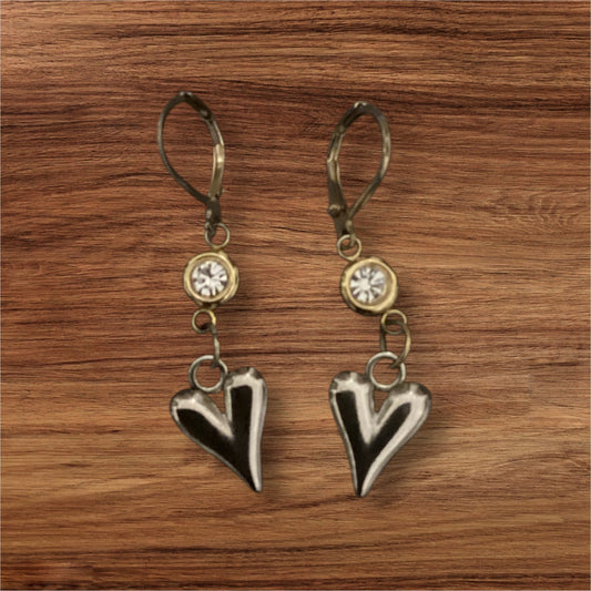 Rhinestone heart earrings