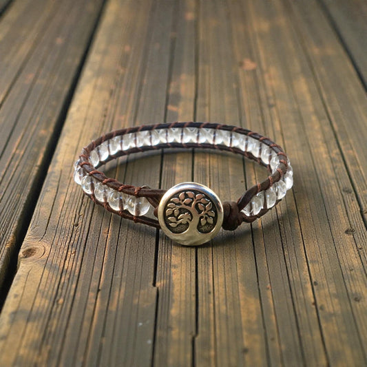 Clear Quartz Tree Of Life Bracelet